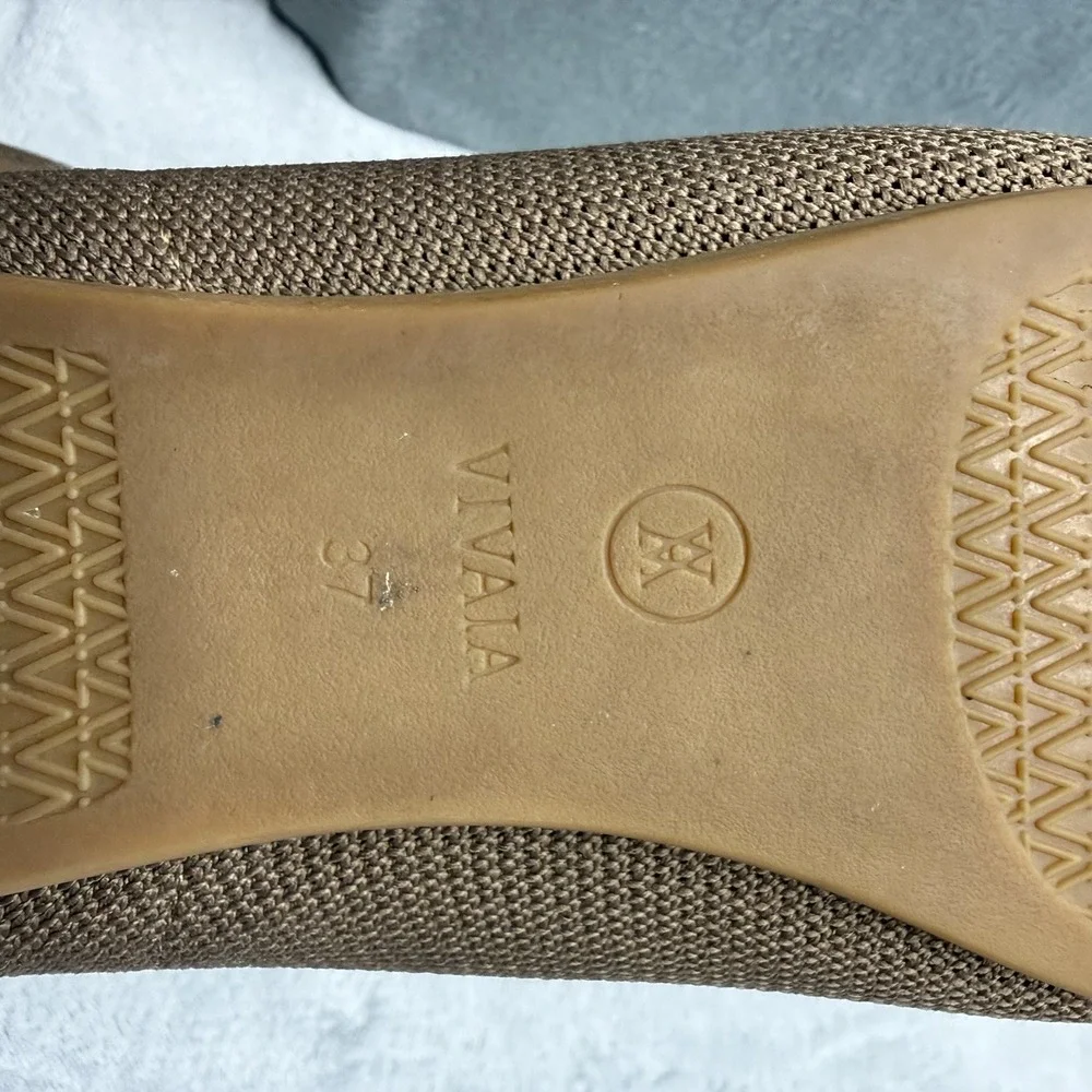 Vivaia Aria Pointed Toe Ballet Flats Brown Knit Water Resistant EU 37 US 7